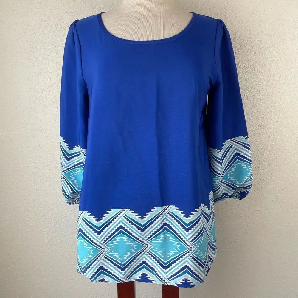 Mi Ami Blue Blouse Top Size M EUC